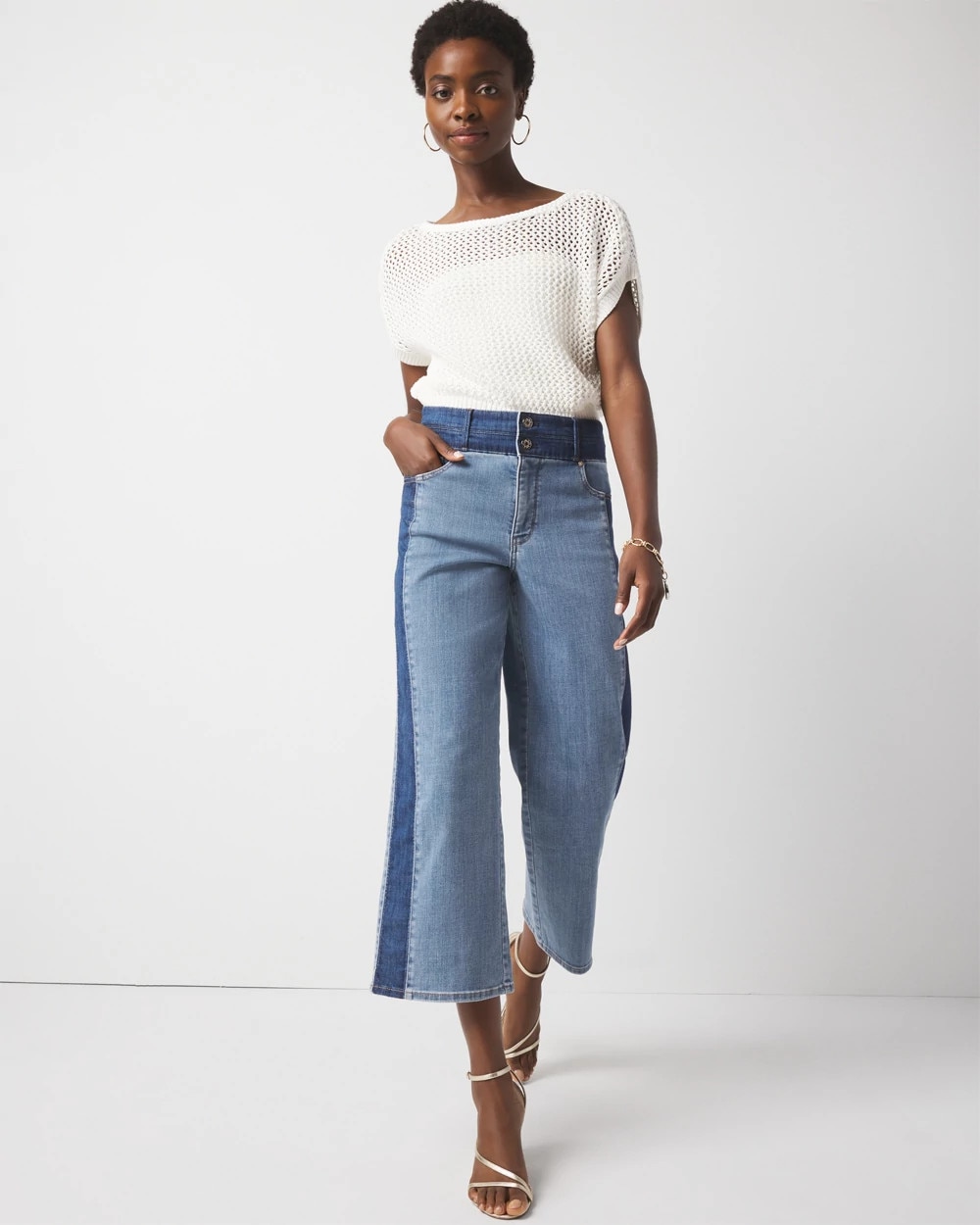 お*め様 WIDECOLLARBALLPADDING CROPPED FIT J WHBM_Blocked Wide Leg